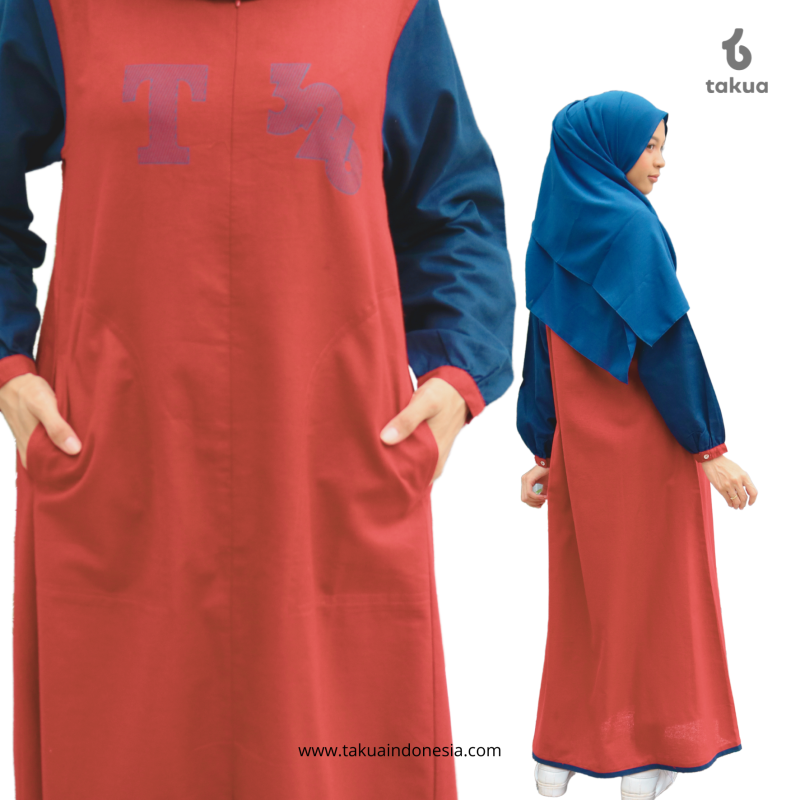 Gamis Dewasa Merah Navi By Takua - Gambar 2