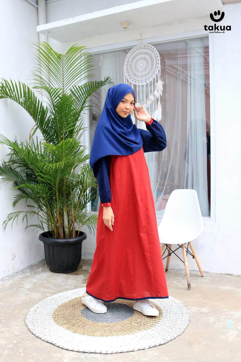 Gamis Dewasa Merah Navi By Takua - Gambar 6