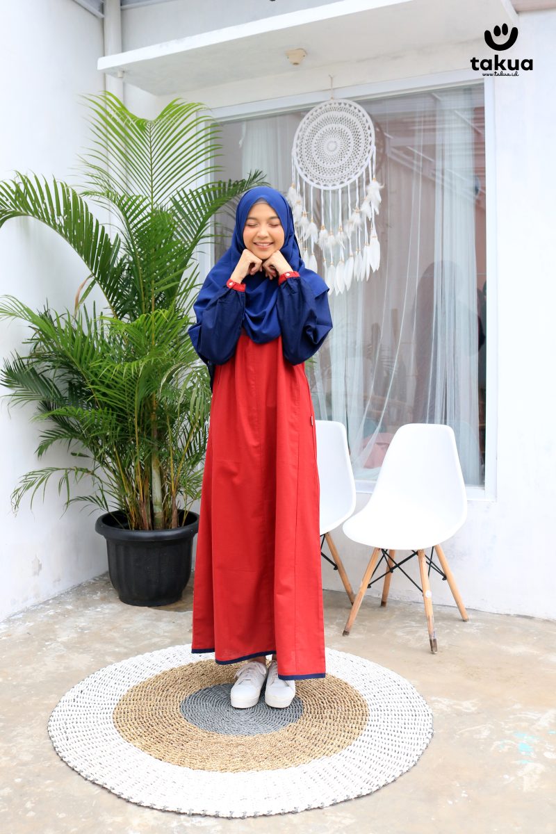 Gamis Dewasa Merah Navi By Takua - Gambar 5