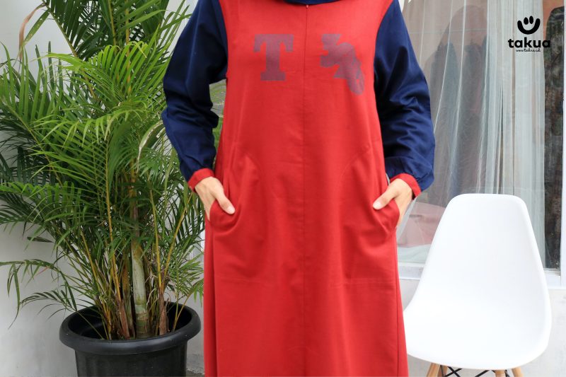 Gamis Dewasa Merah Navi By Takua - Gambar 4