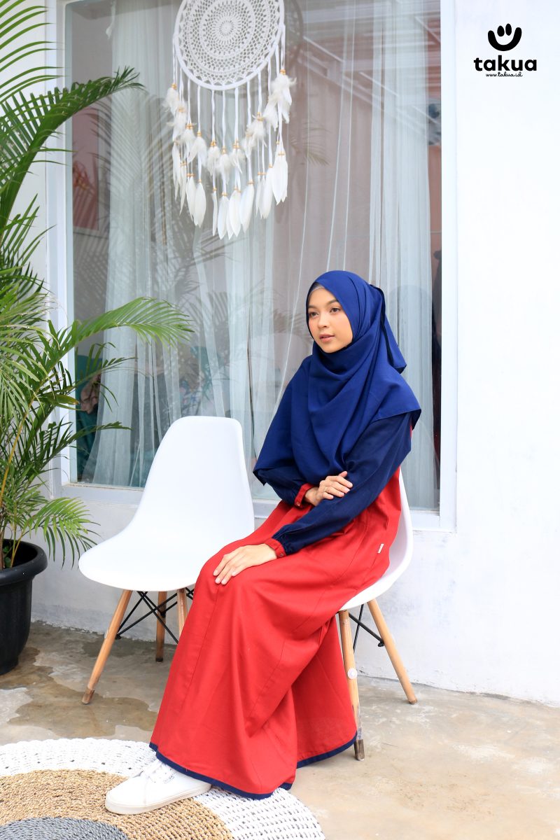 Gamis Dewasa Merah Navi By Takua - Gambar 3